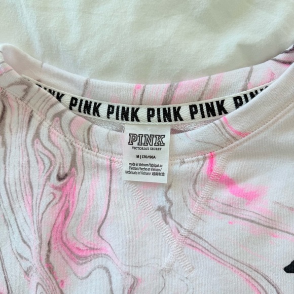Victoria's Secret Pink Marble Tie-Dye Cropped Long Sleeve Pullover - Picture 7 of 8